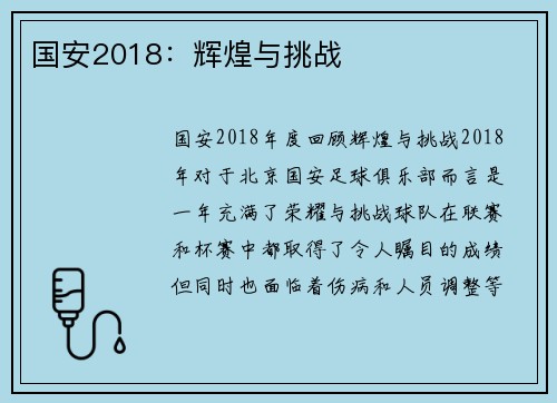 国安2018：辉煌与挑战